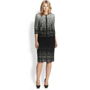 Stizzoli Black & White Leopard Print Knit Zip-Front Cardigan Sweater & Skirt Set